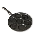 Nordic Ware Honeybee Pancake Pan, Cast-Aluminium Pancake Frying Pan, Pancake Pan for 7 Pancakes, Mini Pancake Maker - Black