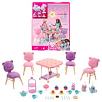 Barbie Tea Party Playset for Preschoolers, My First Barbie Tea Party Playset and Accessories, Preschool Toys and Gifts, Tea Party with 18 Storytelling Pieces, Two Plush Items, from 3 Years, HMM65