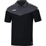 JAKO Women's Champ 2.0 Polo, Black/Anthracite, 34