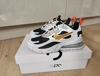 Nike Air Max 270 React Vast Grey Gold Women's Trainers Shoes UK 5.5
