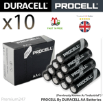 10 x Duracell AA Battery Industrial Procell Alkaline Batteries 1.5V LR6 Long Exp