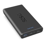SBS Powerbank med 2x USB-A & 1x USB-C 10W - 10.000 mAh - Svart