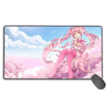 Hatsune_Mi-ku Japanese Animation Large Gaming Mouse Pad XXL Extended Mat Desk Pad Mousepad Long Non-Slip Rubber Mice Pads Stitched Edges 29.5"x15.7"