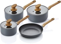 Swan SWPS35010GRYN Nordic 4-Piece Pan Set with Wood Effect Variety Pack 