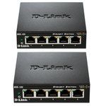 D-Link DGS-105 x2 - 2 Switchs Gigabit 5 ports 10/100/1000 Mbps - Boîtier métal