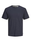 JACK & JONES Men's Jprcc Soft Linen Tee Ss Crew Solid Sn T-Shirt, Perfect Navy, M