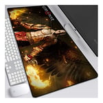 ITBT God of War Anime Extended XXL Mousepad,Speed Gaming Mouse Mat,800x300mm Large Anime Mousepad with Non-Slip Rubber Base,3mm Stitched Edges,for Computer PC,B