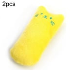 2 PCS Teeth Grinding Catnip Toys Funny Interactive Plush Cat Toy Pet Kitten Chewing Toy  Claws Thumb Bite Cat mint for Cats(Yellow)