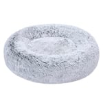 Amazon Basics Lit renforcé en fausse fourrure Doux en forme de donut pour animal domestique, Chien, Lavable en machine, 76 cm, Gris