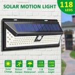 Activity-TEMPSA Solar Lamp Vägglampa 118 LED Med Sensor IP65 Vattentät för trädgård utomhusbelysning