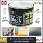 151 Coatings Iron Gate Black Gloss Paint Interior Exterior Wood Metal 180ml