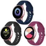 Vobafe Pack 3 Strap Compatible with Samsung Galaxy Watch 4 Strap, Soft Silicone Replacement Wristband for Galaxy Watch Active/Active 2 (44mm/40mm)/Watch 3 41mm/Gear Sport, S, Black/Wine Red/Blue Sea