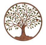 BellaMira Lifestyle Accessories Rustic Tree of Life Wall Art Metallic Plaque For Garden and Outdoor Use - Handmade And Artisan - Wall Fixings Not Included (Green Leaf Tree of Life Plaque)