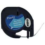 vhbw Ruban plastique compatible avec Dymo LetraTag XM, QX50, Plus LT-100H, XR imprimante d'étiquettes 12mm Noir sur Bleu, plastique