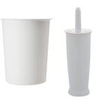 JVL Quality Vibrance Clean White Lightweight Plastic Waste Paper Basket Bin & Addis Closed Toilet Brush Set, Plastic, White, 12.5 x 12.5 x 39 cm, 510284