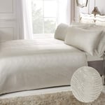 Sleepdown Swirl Striped Glitter Ivory Luxury Jacquard Easy Care Duvet Cover Quilt Bedding Set with Pillowcases - King (220cm x 230cm)
