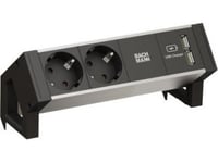 Bachmann Bachmann Desk2 Alu Black 2X Jordat Uttag 1X Usb-Laddare