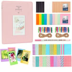 Anter Photo Album Accessories Compatible with Fujifilm Instax Mini Camera, HP Sprocket, Polaroid Zip, Snap, Snap Touch Printer Films with Film Stickers, Album & Frame(128 pocket,Pink C)