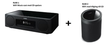 Yamaha WiFi Multirumsljud paket med CD - 2 rum Svart med Svart högtalare