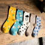 Women's Socks Cartoon Egg Patterns Cat Footprints Hallowee Grey