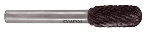RUKO Tungsten Carbide Rotary Burr with Cross Teething, C Oval (WRC) Shape, TiCN Finish, 10.0 mm Diameter, 60 mm Length, R116022TC