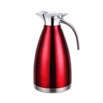 LOKOER Stainless Steel Thermal Bottle Coffee Tea Carafe 2L Double Wall Insulated Vacuum Flasks Travel Thermos Jug Water Pot Kettle, Red