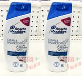 2 x Head and Shoulders Anti Dandruff Shampoo Clean Balance Cleanses Scalp 150ml