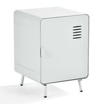 MEUBLE COSY Table de Chevet avec Porte et Deux Étagères Meuble de Rangement Casier en Métal pour Salon Chambre Bureau, Industriel, Blanc, 40x40x57cm