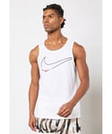 Nike Dri-FIT Mens Graphic Training Tank Vest in White Cotton - Size Medium