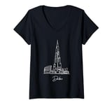 Womens Burj Khalifa Skyscraper Royalty Dubai UAE V-Neck T-Shirt