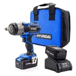 Hyundai 20V 350Nm Li-Ion Cordless Impact Wrench, 4.0Ah Battery, Fast Charger, in-Built Led Light, Includes Accessory kit and Power Tool Bag, 3 Year Warranty