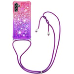 SKALO Samsung A54 5G Juoksuhiekka Glitter Mobile kaulapanta - Pinkki-Violetti