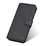FANFO® Case for Motorola Moto G9 Play, [Classic Series] Premium Leather Wallet Cover Magnetic Clasps Flip with Kickstand and Credit Slots, Black