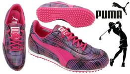 Womens Ladies Puma Pink/black Spiked Golf Cat Trainers Shoes Size 3.5/36