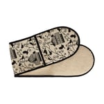 Belle Bird Cage Double Oven Glove - Cream & Black - 100% Cotton - Made in the UK