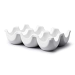 Wm Bartleet & Sons Traditional Porcelain 6 Eggs Storage Box/Tray for the Fridge or Kitchen Worktop – White