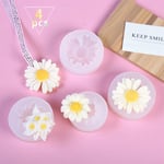 FineInno 4Pcs 3D Flower Resin Moulds, Daisy Moulds Silicone, Daisy Flower Fondant Mold, Sunflower Epoxy Casting Mould for DIY Pendant Keychain Jewelry Making