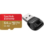 Carte microSD Extreme SanDisk 64 Go pour Le Mobile Gaming + Lecteur USB 3.0