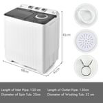Twin Tub Washing Machine 2-in-1 Washer &Spin Dryer Semi-automatic Laundry Washer