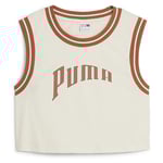 PUMA Crop Top Team - Vit/brun, storlek Large
