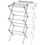 3 Tier extendable Clothes Airer Dryer Indoor Outdoor Metal Laundry Drying Rack by Crystals® (SILVER)