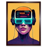 The Gamer Streaming VR Headset Retro Futurist Kids Art Print Framed Poster Wall Decor 12x16 inch