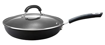 Circulon Total Non Stick Frying Pan with Lid 30cm - Induction Suitable Frying Pan with Toughened Glass Lid, Durable Oven & Dishwasher Safe Cookware, Black
