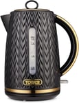 Tower T10052BLK Empire Rapid Boil Kettle with Removable Filter 3000W Black and