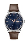 Lacoste Analogue Quartz Watch for Men with Brown Leather Strap - 2011046