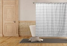 Home Maison Shower Curtain, White-Grey, 72x72
