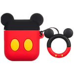 DUANJIN Case for Airpod 2/1 Fashion Cute Soft Silicone Fun Cartoon Cover Kawaii Cool for AirPods 2&1 Shell Unique Design for Air Pods 2/1 Cases Funny Character for Girls Boys Kids Red Mickey