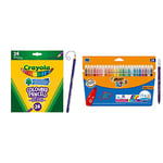 CRAYOLA Colouring Pencils - Assorted Colours (Pack of 24) | Ideal for Kids Aged 3+ & BIC Kids Kid Couleur, Washable Felt Tip Pens, Wallet of 24