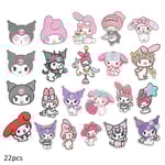22 st My Melody Kuromi sy på/stryk på lappar, tecknad DIY broderad applikation lapp för jackor, jeans, byxor, kläder