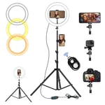 Homesuit Ring Light,10.2'' Ring Light with Tripod Stand & Phone holder (Dual Holders),Selfie Ring Light with 3 Light Modes & 10 Brightness Level for Streaming, Makeup, Selfie Photography,Tiktok